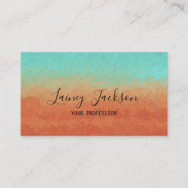 Cartão De Visita Trendy sea green e queimada de laranja abstrato