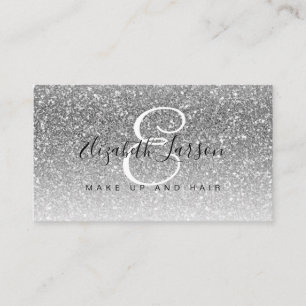 Cartão De Visita Trendy Silver Makeup Artist Hair Salon