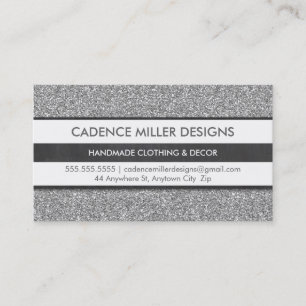 Cartão De Visita TRENDY STRIPE cinza de relva de prata mínima moder