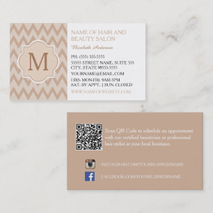 Cartão De Visita Trendy Tan Chevron Zigzag Monograma Hair Salon