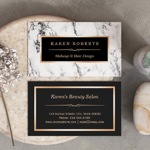 Cartão De Visita Trendy White Marble Makeup Artist Hair Salon