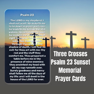 Cartão De Visita Três Cruzes Psalm 23 Sunset Memorial Prayer Card