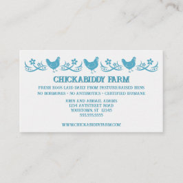 Cartão De Visita Três galinhas azuis Farmação de Fazendas