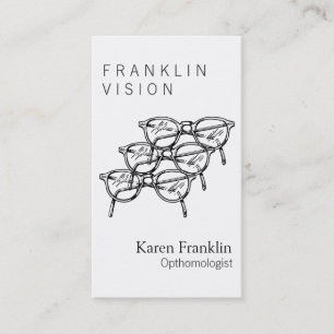 Cartão De Visita Três óculos Visão óptica de óculos