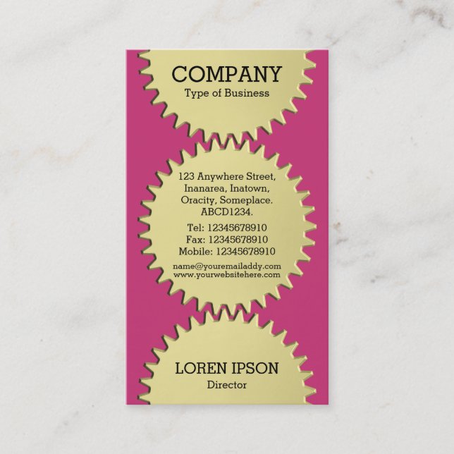 Cartão De Visita Três rodas de porco - #C93476 Magenta (Frente)