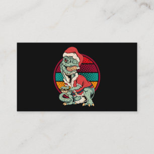 Cartão De Visita TRex Papai Noel Dinossauro Feliz Engraçada Xm