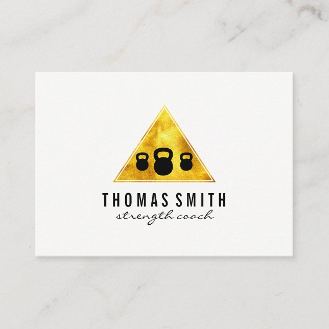Cartão De Visita Triângulo do Ouro do Kettle Bell Personal Trainer (Frente)