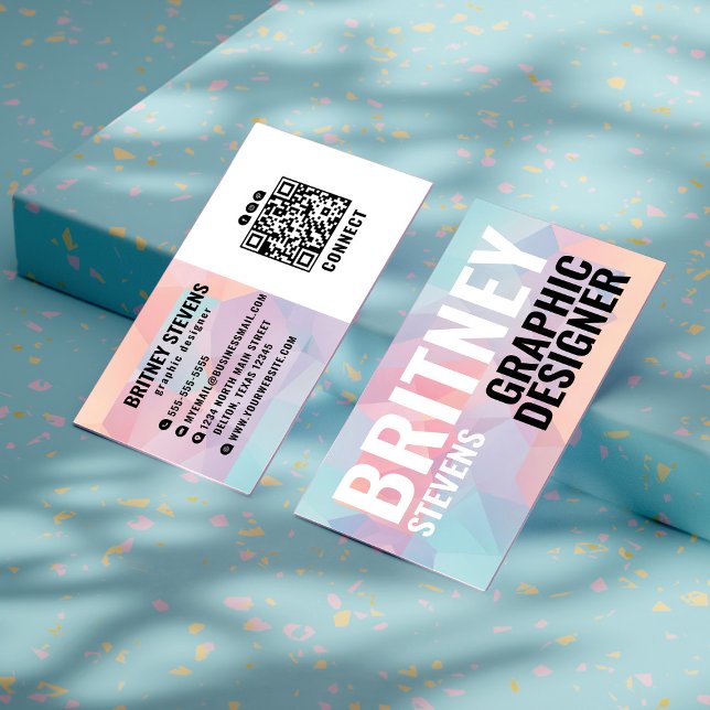 Cartão De Visita Triângulo Geométrico Moderno de Pastel Elegante Qu (Criador carregado)