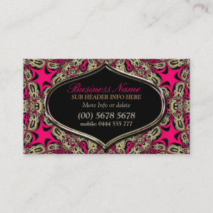 Cartão de Visita Tribal Diva Rosa Quente e Dourado