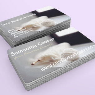 Cartão De Visita tricô/tricô Yarns Fotografia