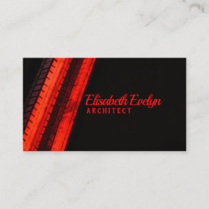 Cartão De Visita Trilhas Vermelhas Vibrantes em Tela Escura