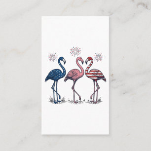 Cartão De Visita Trio de Flamingos Patrióticos Design de Gravura Vi