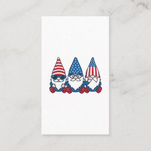 Cartão De Visita Trio de Gnome Patriótico Camisa Vintage Vetor Desi