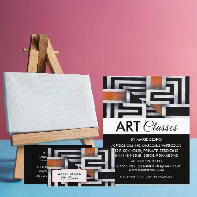 Cartão De Visita Trippy Maze Pattern, Professor de Arte (Criador carregado)