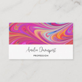 Cartão De Visita Trippy Pink e Orange Swirly Design