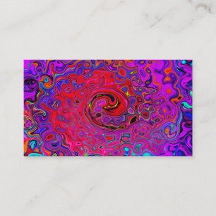 Cartão De Visita Trippy Red and Purple Abstrato Retro Liquid Swirl