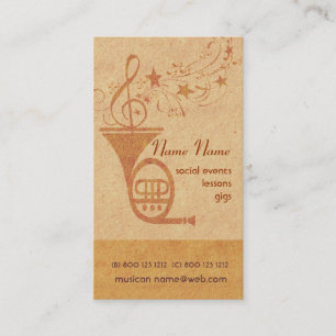 Cartão De Visita Trompa francesa da música clássica do vintage -