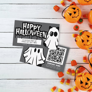 Cartão De Visita Tronco ou Tratar Fantasmas Legal do Halloween