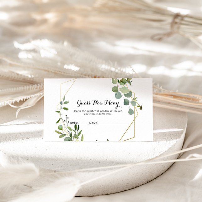 Cartão De Visita Tropical Geométrica Dourada Adivinha Quantos Placa (Criador carregado)