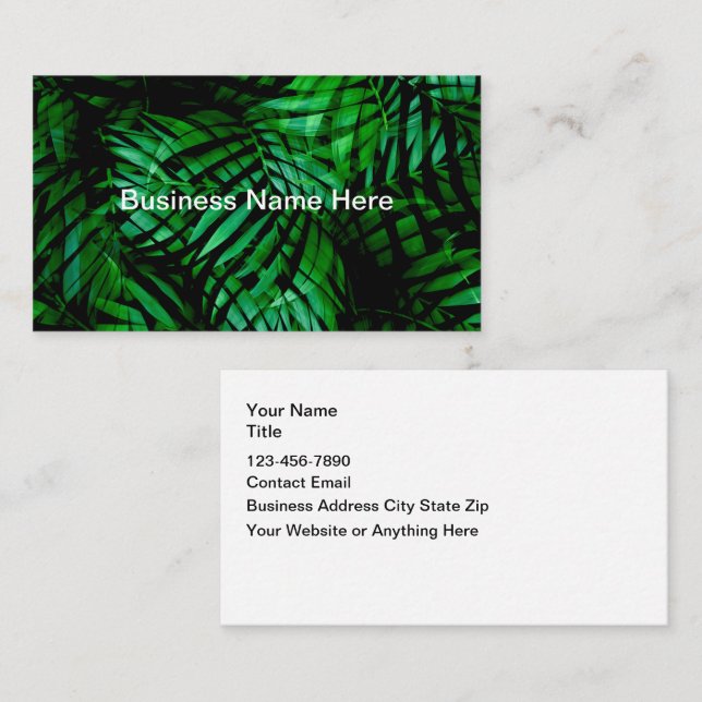 Cartão De Visita Tropical Palm Leaves Theme Business Cards (Frente/Verso)