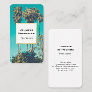 Cartão De Visita Tropical Palm Trees California Retro