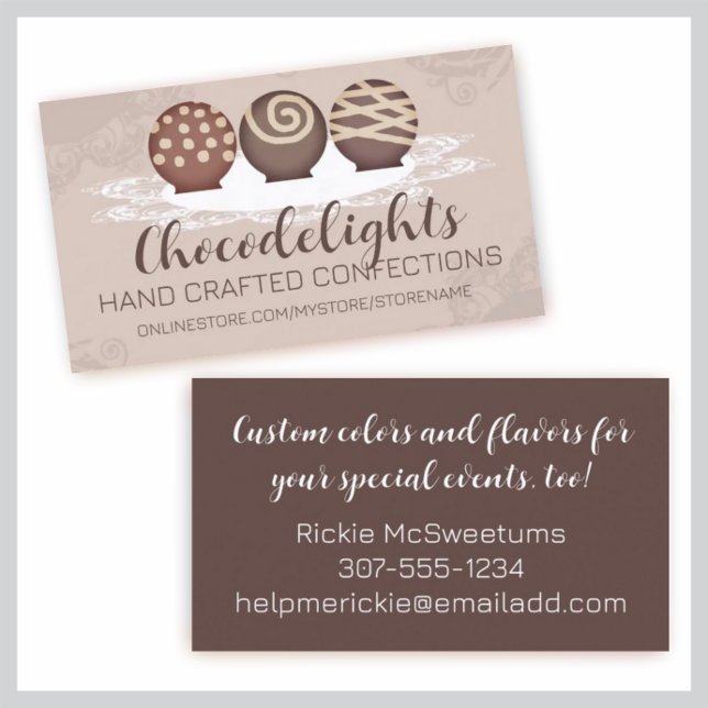 Cartão De Visita trufas doces chocolate doces doces confeitos (Criador carregado)