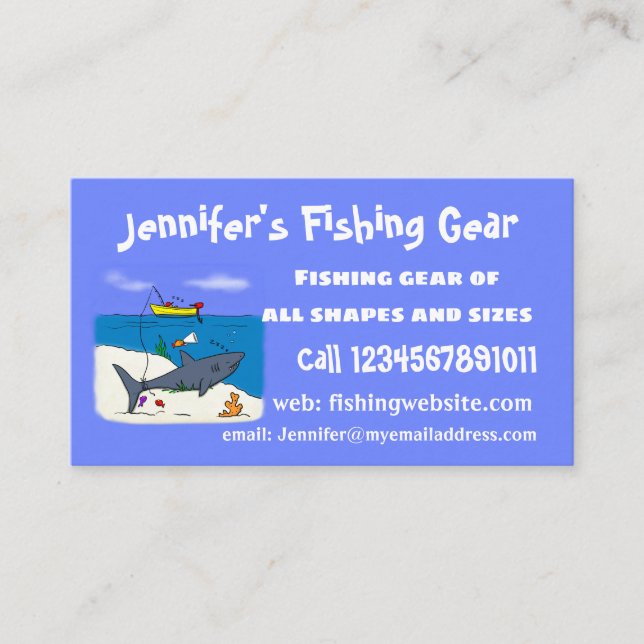 Cartão De Visita Tubarão-cama engraçado e desenho animado (Frente)