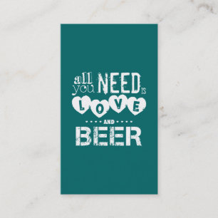 Cartão De Visita Tudo que você precisa é amor e cerveja