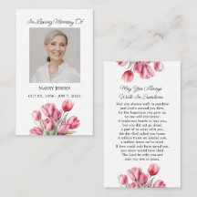 Tulip Memorial Photo Funeral Prayer Card