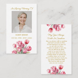 Cartão De Visita Tulip Memorial Photo Funeral Prayer Card