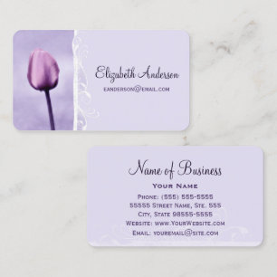 Cartão De Visita Tulipa chique floral roxa elegante da lavanda