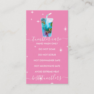 Cartão De Visita Tumbler care logo textura ombre marbel rosa