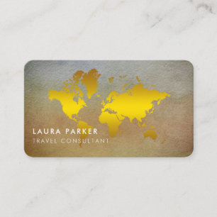 Cartão De Visita Turismo do ouro da aguarela do agente de viagens
