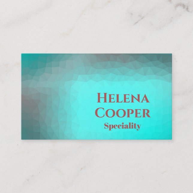 Cartão De Visita Turquesa azul-aqua geométrica (Frente)
