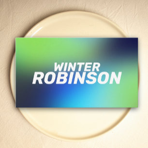 Cartão De Visita Turquesa azul holográfica moderna