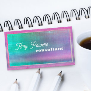 Cartão De Visita turquesa e design minimalista cor-de-rosa