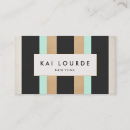 Cartão De Visita Turquesa Elegante de Na moda Dourada e Preta