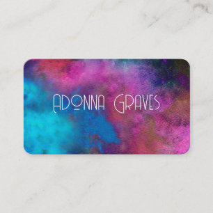 Cartão De Visita turquesa elegante e magenta aquarela artística