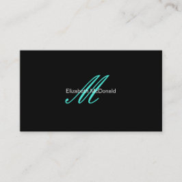 Cartão De Visita Turquesa elegante simples e preto