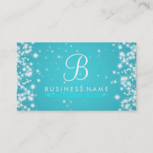 Cartão De Visita Turquesa simples do monograma da faísca