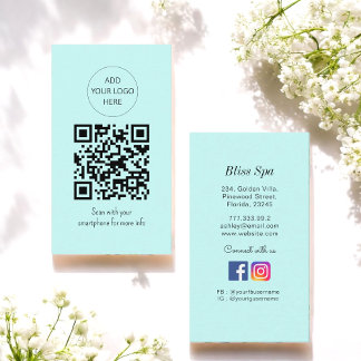 Cartão De Visita Turquoise Green Código QR Spa Salon