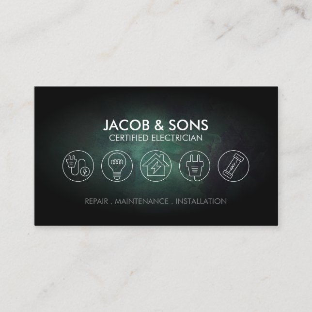 Cartão De Visita Turquoise Grunge do Contratante elétrico eletricis (Frente)