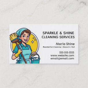 Cartão De Visita Turquoise Maid House Clearing Lady Service