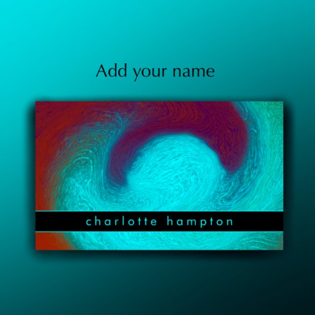 Cartão De Visita Turquoise Modern Unique Cool Groovy Custom (Personalize this business card template. Unique modern turquoise swirl. Custom colorful calling card)