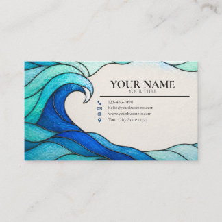 Cartão De Visita Turquoise Ocean Wave Stained Glass Business Card