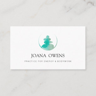 Cartão De Visita Turquoise Watercolor, terapeuta em massagem