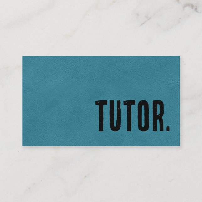 Cartão De Visita Tutor de Couro Faux Azul Premier (Frente)