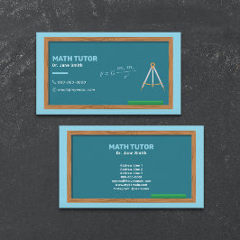 Cartão De Visita Tutor de Matemática Chalkboard & Compas