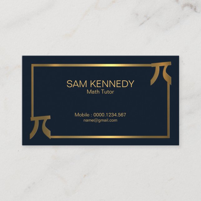 Cartão De Visita Tutor De Matemática Da Fronteira De Pi Dourada Na  (Frente)