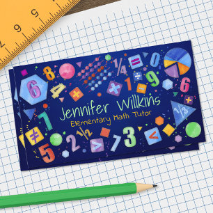 Cartão De Visita Tutor de Matemática Privado - Graus iniciais, Busi